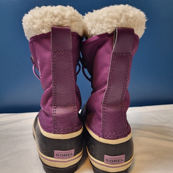 Sorel Waterproof Women's Snow Boots Size 7 Purple Sherpa Trim - Picture 9 of 10